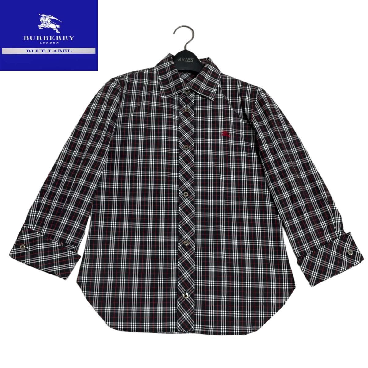 美品 BURBERRY 長袖 ノバチェック ホースロゴ シャツ バーバリー L 美 