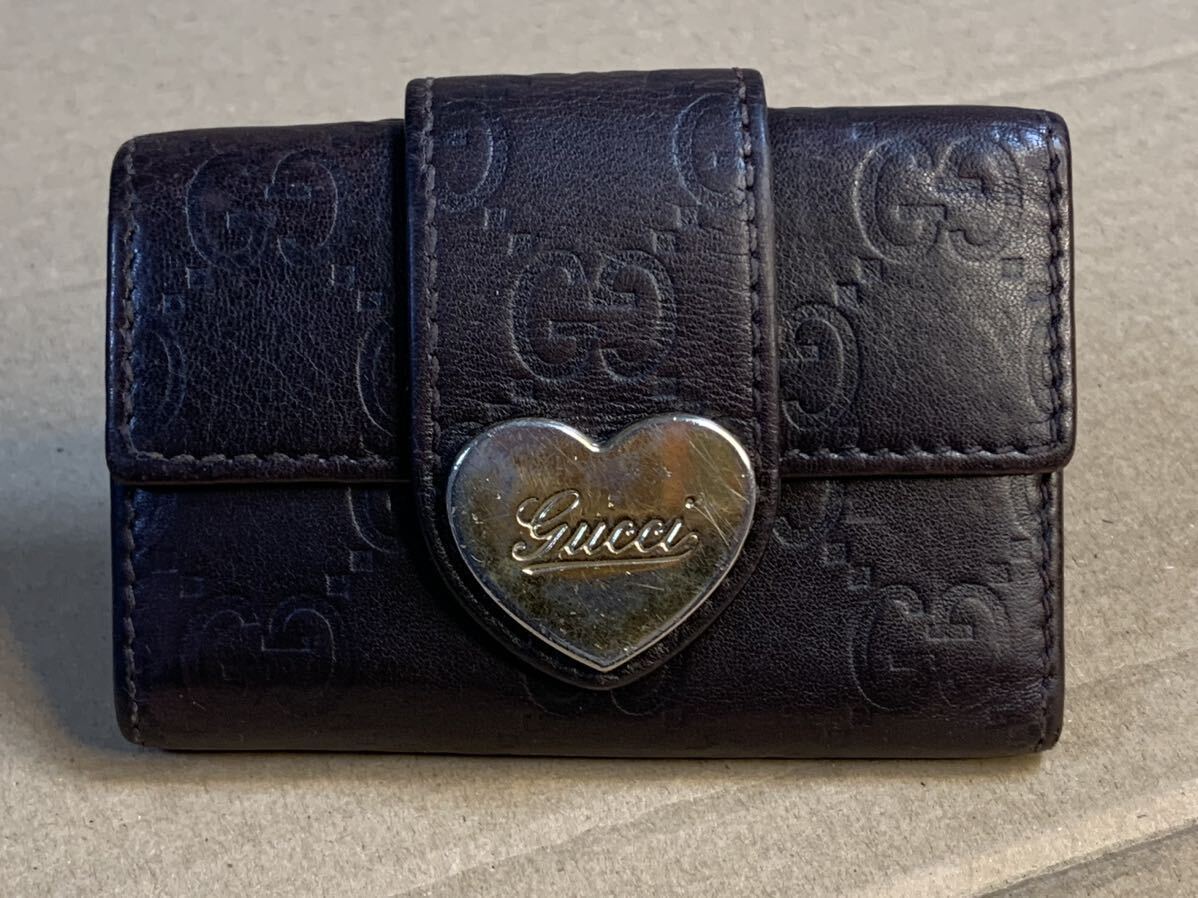 美品 GUCCI グッチ シマレザー 6連レザーキーケース GG柄 グッチシマ