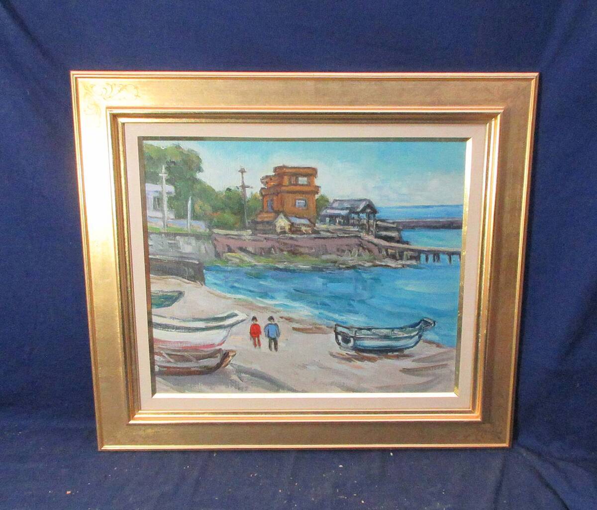 真作】VL55 福岡出身 創元会 文部大臣賞 樋口治平 「畔」 肉筆油彩 SM