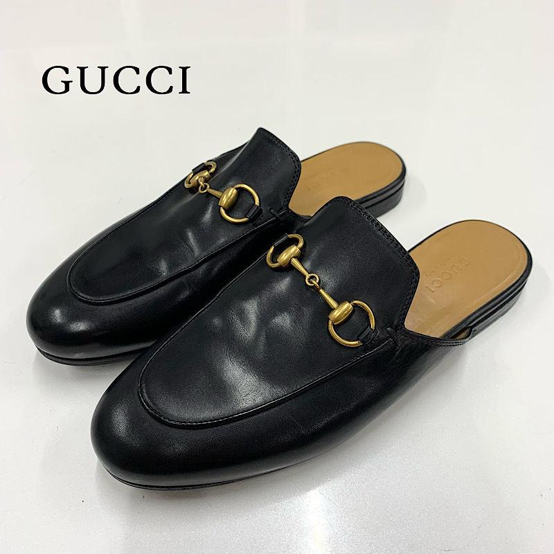 グッチ GUCCI ミュール 37 764207 - レザー 黒 レディース