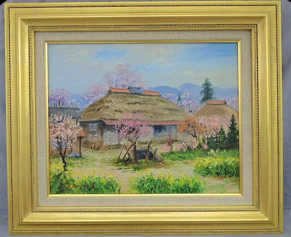 近藤長三郎 油彩画 「早春の丹波山」 F6号 サインあり 裏書有 額装あり