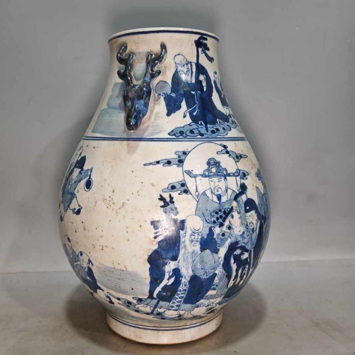 中國 青花瓷雕麒麟 魚躍波浪紋筆筒 王炳榮銘