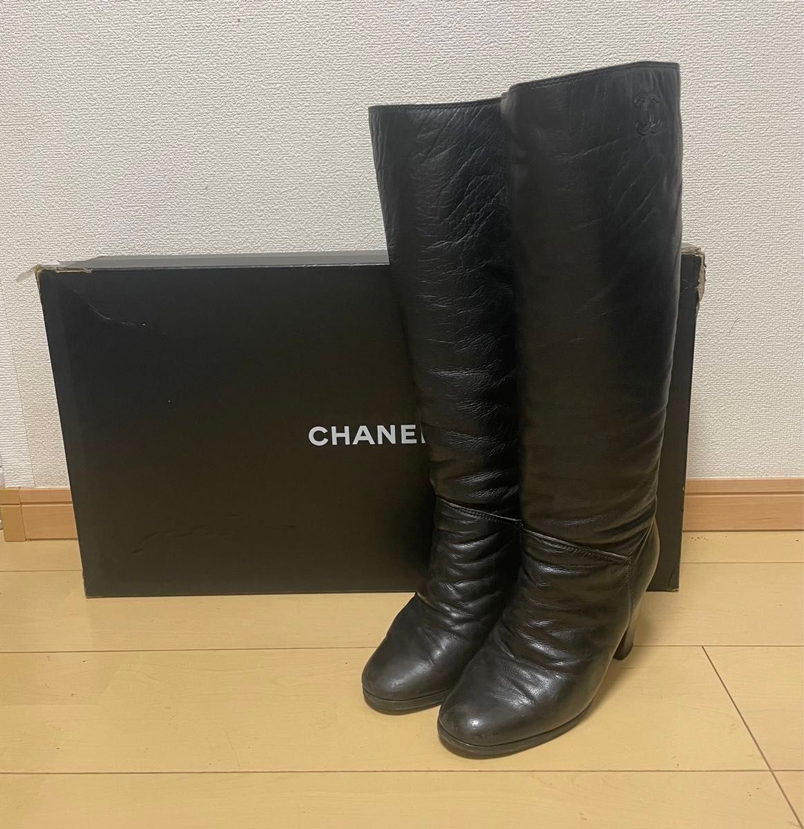 激安 レア CHANEL シャネル ココマーク バイカラー ショートブーツ 