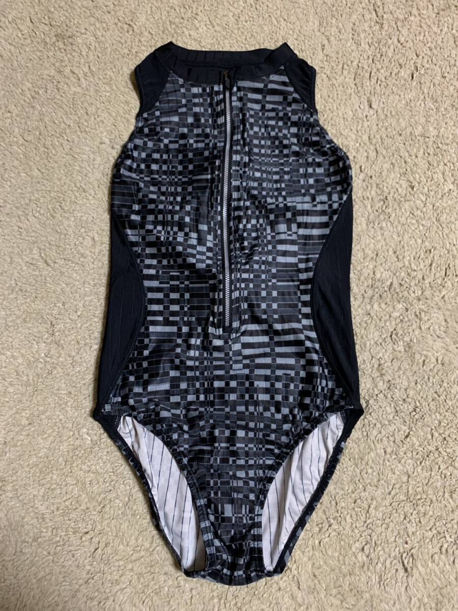 Mizuno水球水着ウォーターポロ ハイレグバックジップ ブラツク×レッド