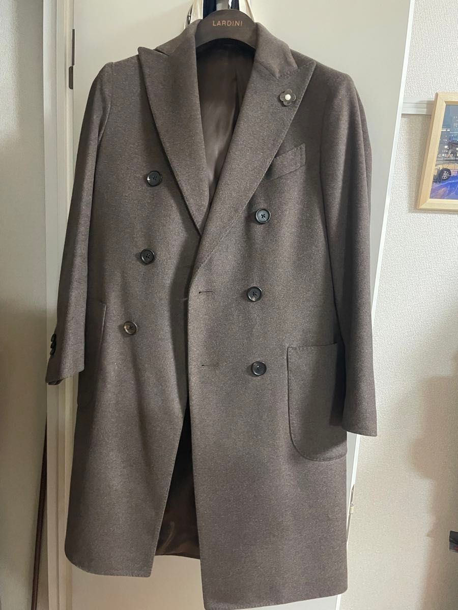 カシミヤ22% マキシ丈ダブルチェスターコート ダブルブレスト カシミヤ