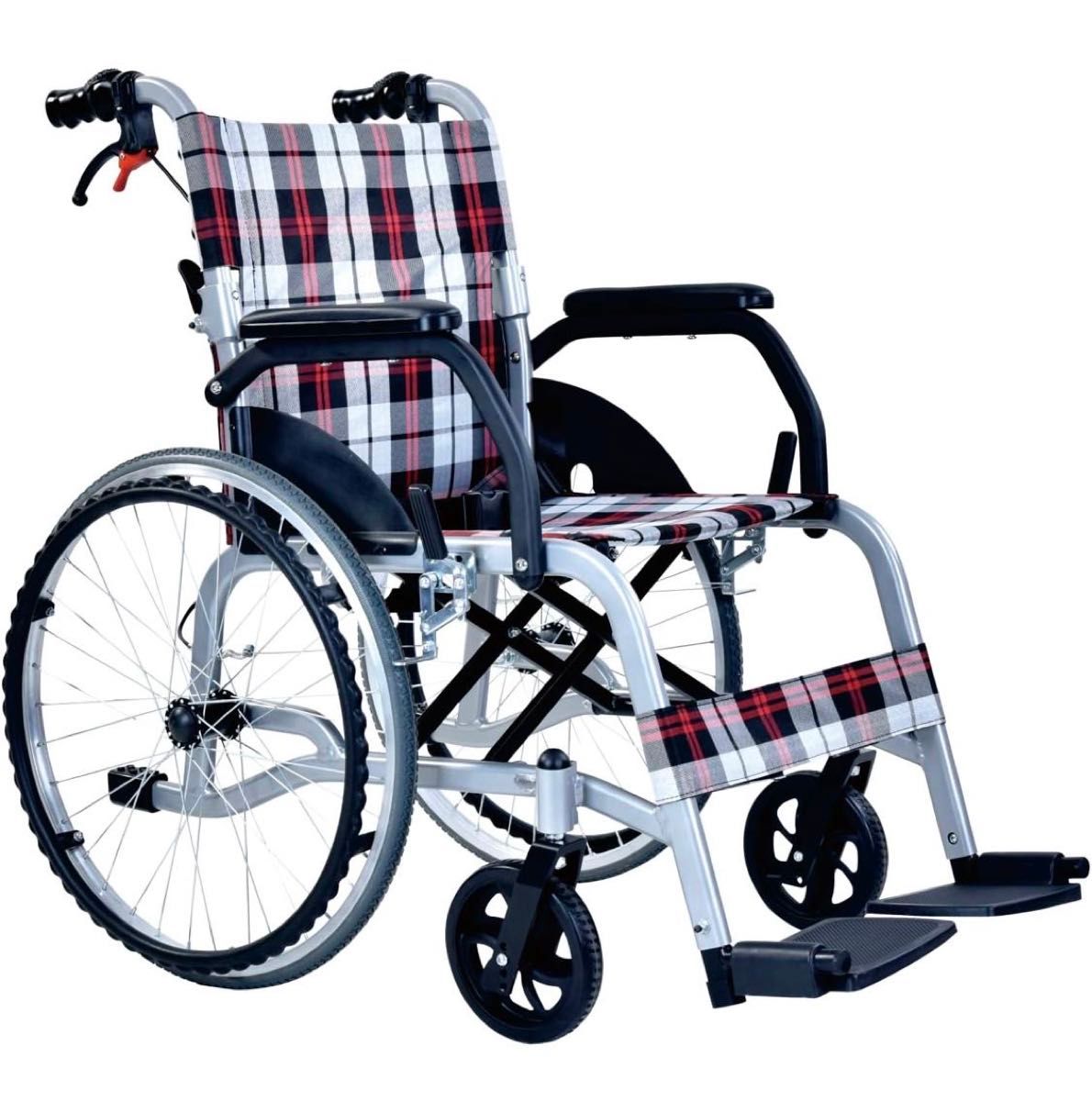 スピード発送！【新品・未使用保管品】折りたたみ式 車椅子（レッド