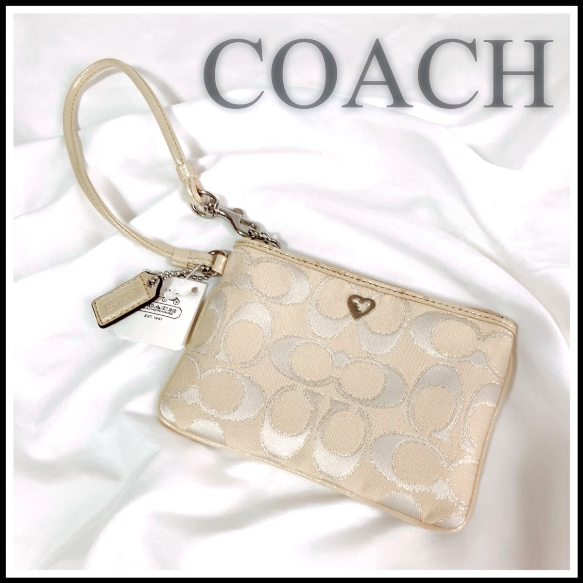 COACH ミニポーチ シグネチャー キャンバス ベージュ系 ポーチ 小物